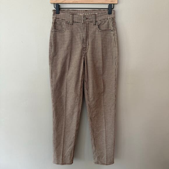 American Eagle Dark Academia High Waisted Houndstooth Mom Jeans Stretch Sz 0 - Picture 4 of 16